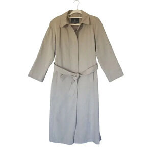 London Fog Suede Waterproof Coat Trench Pockets Buttoned Size 4 Petite